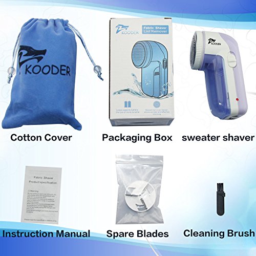 KOODER Rechargeable Sweater Shaver,Fabric Shaver, Lint Remover. Easy to Carry.Suitable to Use on Pilling Surfaces, Such As Sweater, Coat, Glove, Scarf,and Much More! (Blue)