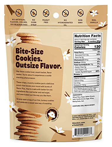 Thinsters Cookie Thins Vanilla Bean, 4 Ounce (Pack of 12), Non GMO, Peanut Free