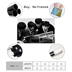XYDQ Poster sur toile The Beatles en noir et blanc – Art mural – Impression moderne – Décoration de chambre de famille… - Les Beatles, Paul McCartney, John Lennon, RIngo Starr, George Harrison XYDQ Poster sur toile The Beatles en noir et blanc - Art mural - Impression moderne - Décoration de chambre de famille… – Image 2