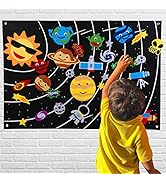 MJartoria 43Pcs Universe Felt Board Story Set 3.5Ft Outer Space Solar System Galaxy Planets Alien...