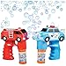 Bubble Machine Blower Gun Fire and Police Set by Art Creativity - Flashing Light and Sound Shooter Blasters - Kids Toys - Fire Truck, Police Cruiser, 4 Solution Refills - Batteries Included
