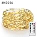 ETHINK 200 LED 65.6ft Auto Timer 8 Modes Remote Control Battery Operated Waterproof Dimmable Fairy String Copper Wire Lights for Christmas, Bedroom, Party, Patio, Wedding, Warm White (200LED)