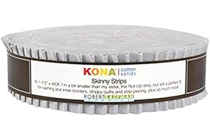 Kona Cotton Solids Ash Skinny Strips 40 1.5-inch Strips Honey Bun Robert Kaufman Fabrics SS-113-40