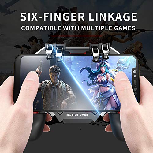Newseego PUBG Mobile Game Controller, [Upgrade] 6 Finger Trigger Phone Controller Gamepad with Cooling Gamepad for Shooter Sensitive Aim Trigger for Android & iOS for Knives Out/Rules of Survival - Thumbnail 4