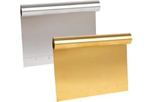 Pro Bench Scraper & Chopper,2 Pack Stainless Steel Dough Scraper with Measuring Scale,Multipurpose Pizza/Pastry/Cake/Pastry/F
