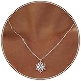 Xozeu 925 Sterling Silver Snowflake Necklace for Women Christmas Jewerly Gift