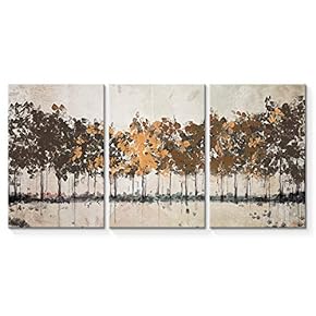 Wall26-3 Plane Canvas Wall Art-Abstract Oil Painting Tree Forest-Giclee Painting Wall Bedroom Living House Decoration Home Art - 16"x24" x 3 Panels