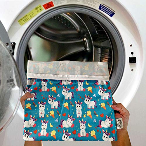 Wet Dry Bag, Diaper Cloth Waterproof Reusable Wet Bags with Zippered Snap Handing, for Travel Pool Beach Daycare Toddler Soiled Yoga Gym Bag Swimwear Bathing Suit or Wet Clothes,4 pcs,(Fantasy) - Thumbnail 4