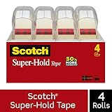 Scotch Brand Super-Hold Tape, Strong and Durable, Glossy Finish, Engineered for Sealing, 3/4 x 650 inches, 4 Dispensered Rolls (4198)