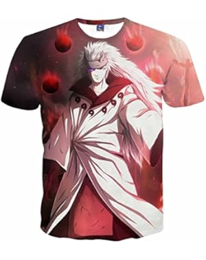 Men Naruto 3D Print Short Sleeve Pullover Regular Fit T-Shirt