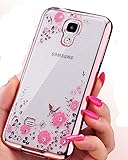 Galaxy S4 Case,Luxury Stylish Design Electroplated Slim Fit Lightweight Ultra Thin Metallic luster TPU Case Cover for Samsung Galaxy S4 - Flower Rose Gold