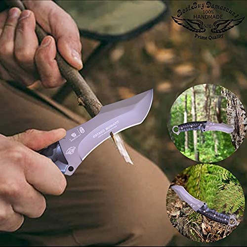Best.Buy.Damascus1 Hunting Knife Stainless Steel Titanium Coated Fixed