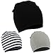Zando Infant Toddler Baby Unisex Cotton Soft Cute Lovely Newborn Kids Hat Beanies Caps Baby Beanie for Boys Girls A 3 Pack-Black Stripe Light Grey Small (0-12 months)