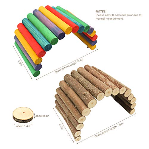 Wooden Ladder Bridge, Hamster Wooden Bridge Mouse Rodents Chew Toy Rat Natural Hideout Ladder, Small Animals Cage Wood Ladder for Guinea Pig Chinchilla Ferret Reptile (2 Ladder)