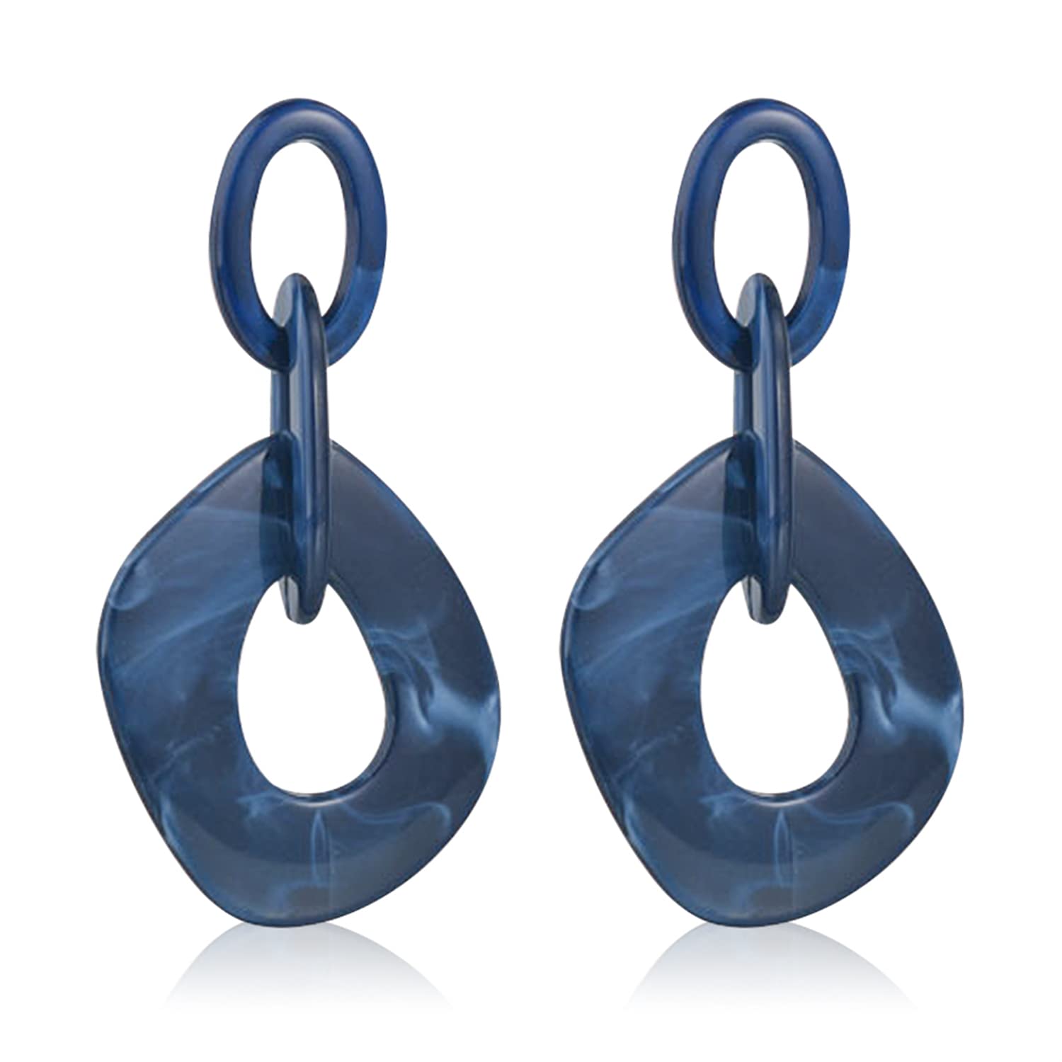 Photo 1 of KVANU Unique Bohemian Vintage Acrylic Geometry Dangle Drop Earrings Creative Hollow Round Huge Chain Stud Earrings for Women Statement Summer Holiday Jewelry Gifts (Navy blue)