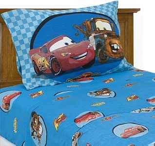 Disney- Pixar Cars Full Size Sheet Set Lightning Mcqueen & Mater Blue ...