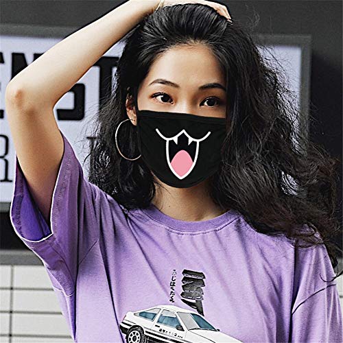 ZWZCYZ 4 Pack Black Cartoon Mouth Mask Cotton Anti-Dust Mask Fashion Kawaii Cute Mouth Mask Reusable Mouth Cover Mask (Grop1(4pcs)) - Thumbnail 5