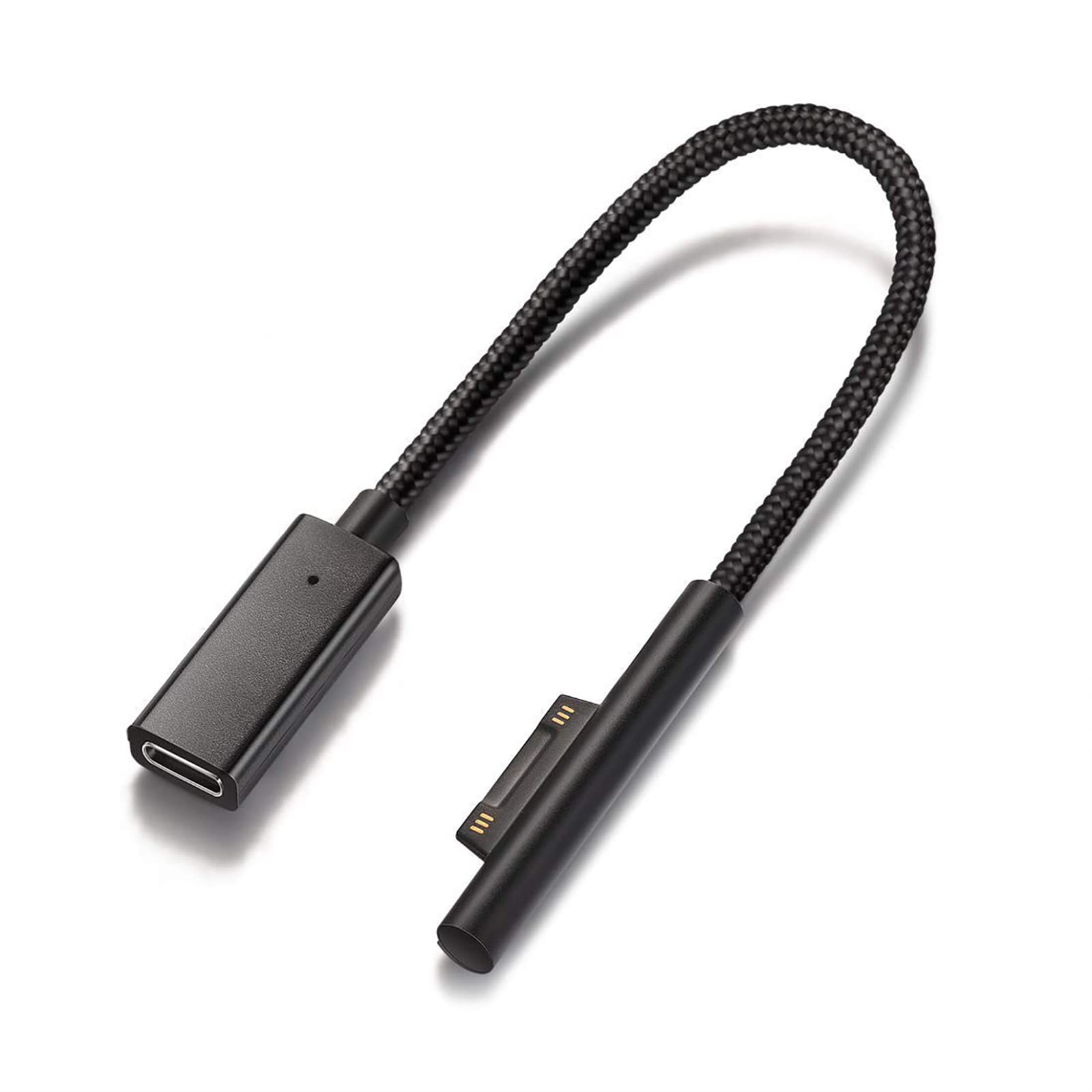 Sisyphy Nylon Braided USB-C Charging Cable Dongle, Requires 45W 15V3A USB-C Charger, Compatible with Microsoft Surface Pro7/6/5/4/3 & Surface Go2