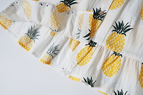 Peony Baby Toddler Girls Dresses Summer Sundress Pineapple Prints Organic 18m-6T (2-3Year(3T), Yellow) - Thumbnail 4