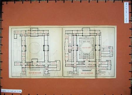 1896 Colour Map Plan British Museum Reading Room London Amazon Co