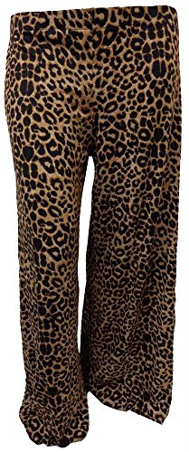 Womens Plus Size Leopard Skull Cross Printed Palazzo Trouser Wide Leg Pants