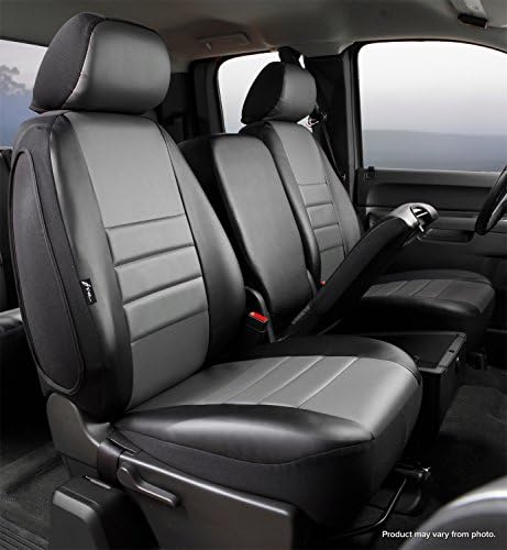 FIASL69-42 GRAY Custom Fit Front Seat Cover Split Seat 40/20/40 - Leatherette (Black w/Gray Center Panel)