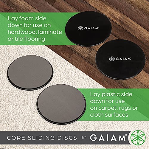 Gaiam Core Sliding Discs Dual Sided Workout Sliders for Carpet