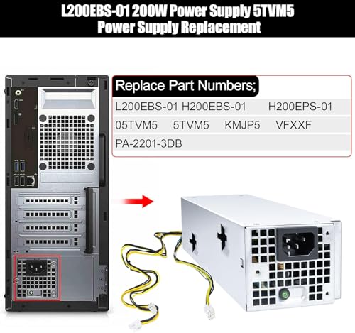Upgraded Power Supply L200EBS-01 200W 5TVM5 Replacement Compatible with Dell OptiPlex 3060 3050 3050M 7050 7060 3080 5080 7080MT Dell Inspiron 3470 H200EBS-01 VFXXF PA-222 01-3D B K92TW