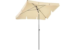 Outsunny 6.5x4ft Rectangle Patio Umbrella Aluminum Tilt Adjustable Garden Parasol Sun Shade Outdoor Canopy