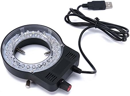 Holulo Microscope Adjustable 52 LED Ring Light Illuminator for Stereo Microscope &amp; Camer (Black)