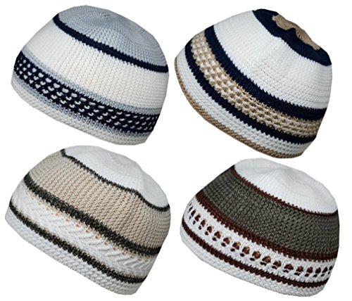 Set 4 muslim beanie skull cap islam kufi topi prayer ha…