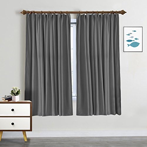 SeeSaw Home Blackout Solid Thermal Insulated Pinch Pleat Window Panel Door Curtains/Draperies for Patio,Restaurant,Hotel,52W By 96L Inch,1 Panel,Grey