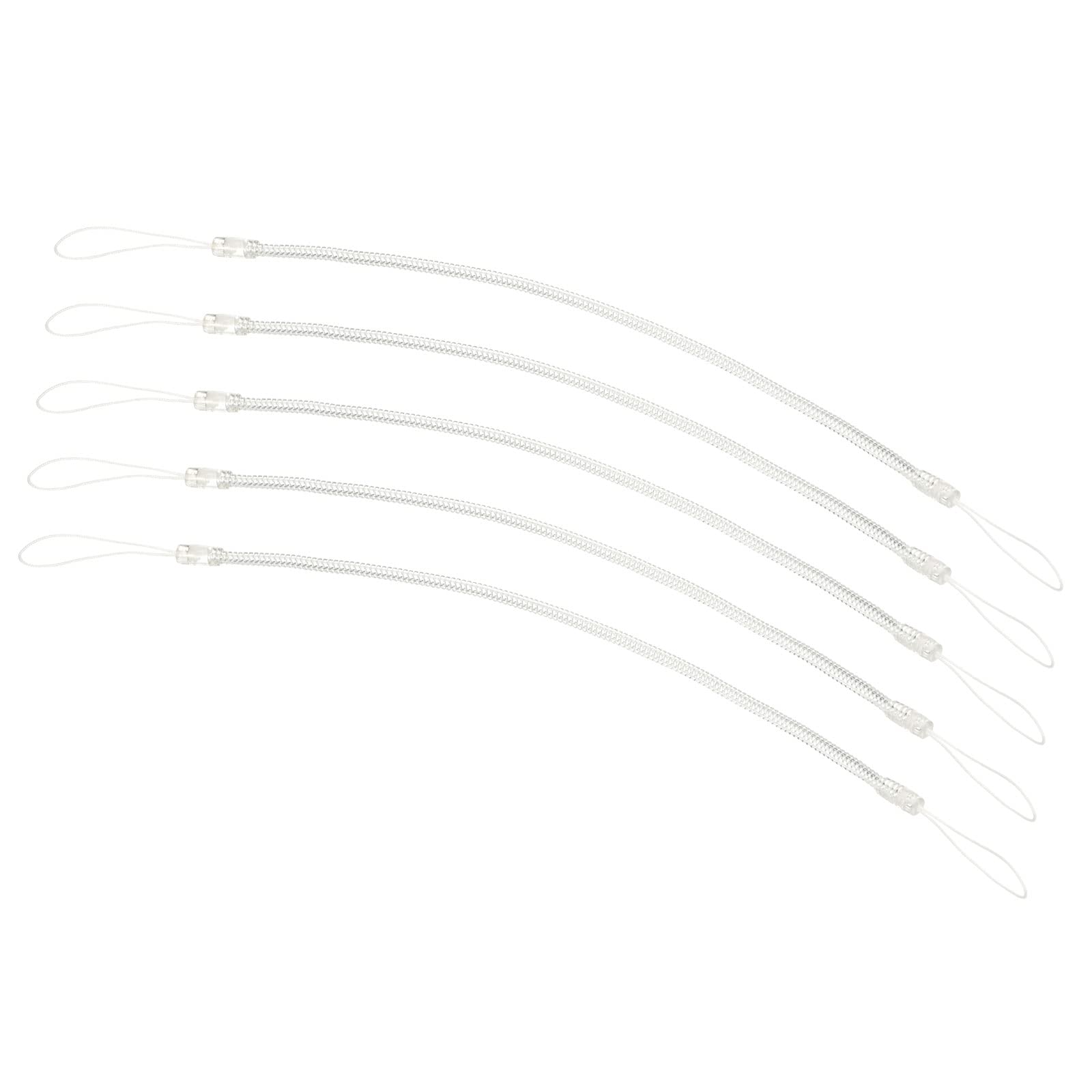 PATIKIL Retractable Spring Coil Straps 8", 5 Pack Plastic Spiral Stretchy Key Holder Stylus Lanyard Cord, Clear