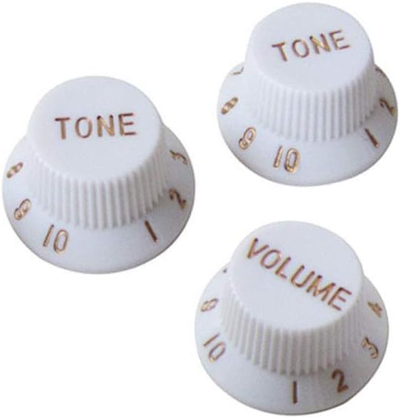 Alnicov Guitar Control Knobs 1 Volumn 2 Tone Fits Metric Pots Knobs Compatible For Fdstrat Stratocaster Style Electric Guitar Parts. (White)