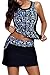 AlvaQ Women's Printed Two Piece Swimsuits Tankini Tops With Skirt S-3XL