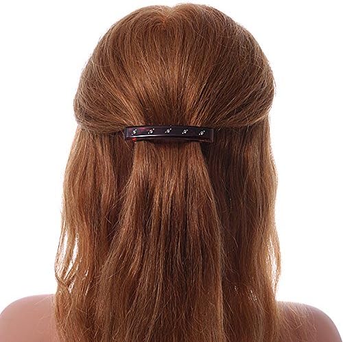 Medium Clear Crystal Acrylic Barrette Hair Clip Grip (Brown) - 75mm Across, white / ivory, brown - Image 3