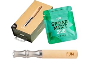 FÜM Prominent Flavored Air Device | Naturally Switch from Bad Habits | Maple Barrel and Stainless Steel Mouthpiece (Prominent & Spearmint)