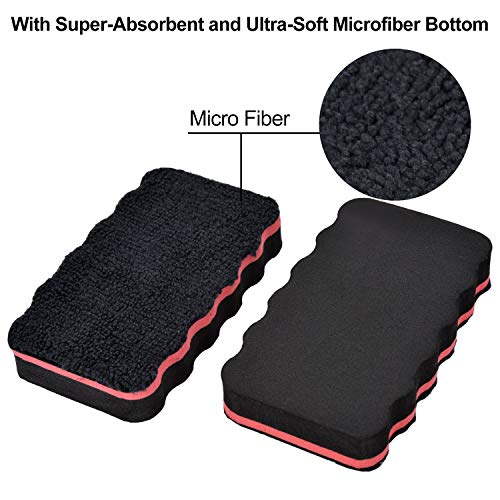 [3 Pack] Dry Erase Erasers, Browill Washable Smudge Free Magnetic Whiteboard Eraser Kits for Kids Students, Home Office School for Cleaning Dry Erase Markers on Glassboard Refrigerator (Black) - Thumbnail 2