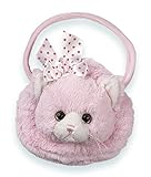 Bearington Meow Meow Carrysome, Girls Plush Pink Kitty Stuffed Animal Purse, Handbag 7 inches