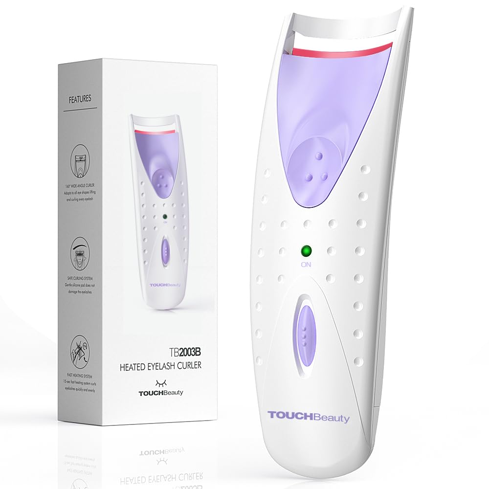 TOUCHBeauty Electric Eyelash Curler, Heated Eyelash Curler with Smart Silicone Heating Pads AG-2003B (Purple)