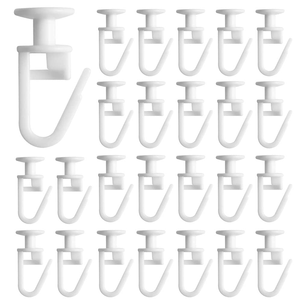 RHQFDM 100 Pcs White Curtain Hooks,Plastic Curtain Glider Hooks,Drapery Track Gliders 11mm,Drapes Rail Gliders,for Ceiling Track Systems,Outdoor Pergolas,and Car Sunshades