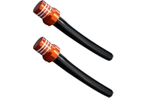 Gasedin 2 PCS Breather Hose Gas Fuel Tank Cap, CNC One Way Tank Vent Tube with Aluminum Breather Valve, Universal for ATV Quad Off-Road Pit Dirt Bike, Motorcycle Accessories (Orange)