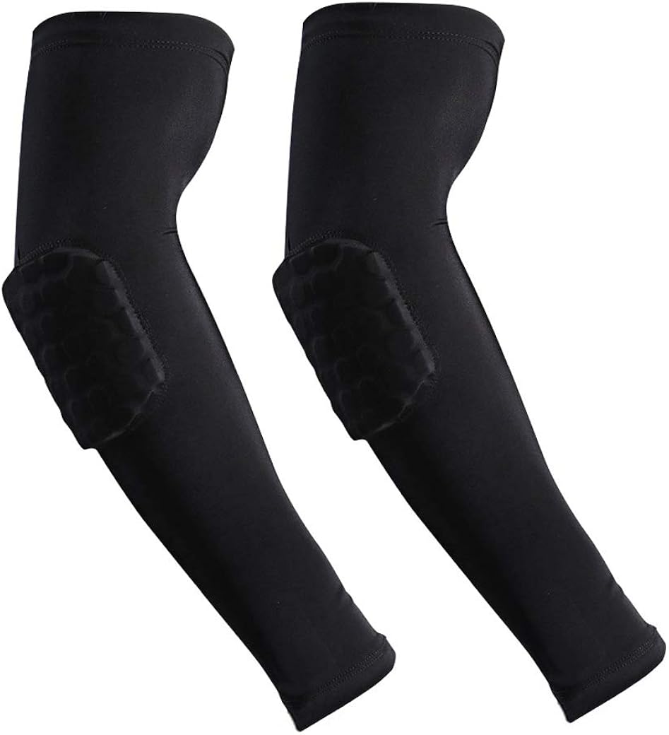 2PCS Elbow Padded Sleeve Compression Arm Guard Honeycomb Elbow Pads for Volleyball, Basketball, Football, Cycling Outdoor All Contact Sports,Youth Adult Sizes: Clothing