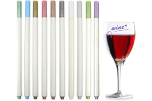 Chihutown Wine Glass Markers, Metallic Wine Glass Pens, Wine Glass Wet Erase Markers for Weddings, Banquets, Parties