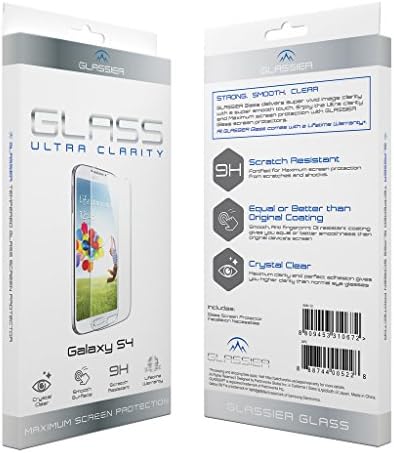 GLASSIER Tempered Glass Screen Protector for Samsung Galaxy S4 - Glass is product of Japan, Designed in California, 9H Crystal Clear 93% Transparency Scratch Resistance