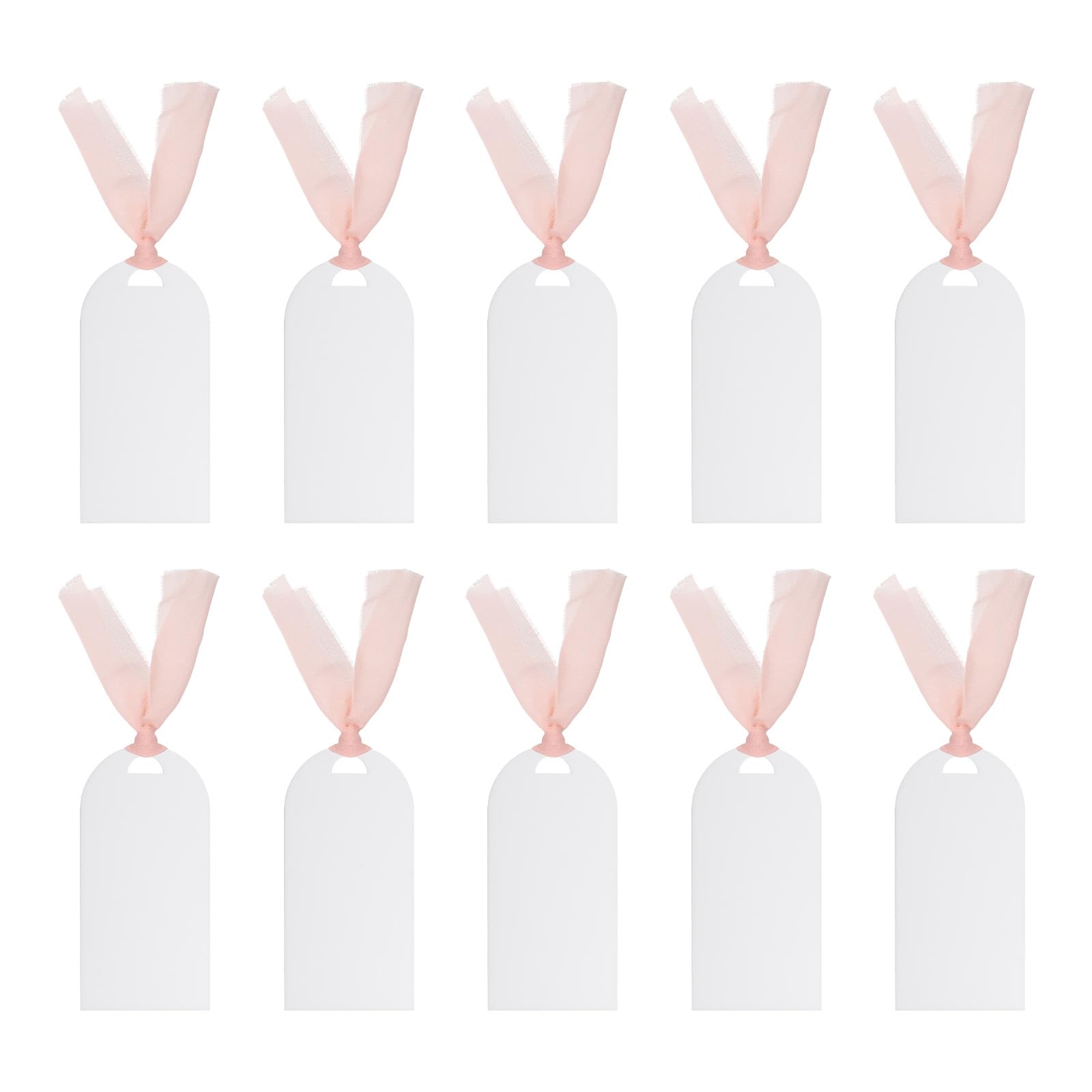 PATIKIL Place Cards for Table Setting 3.5" x 1.8", 10 Pcs Acrylic Name Cards with Ribbon for Wedding Banquets Events Table Setting Reserved Signs Party Supplies, Style B White