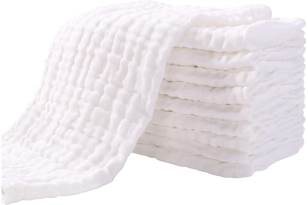 Yoofoss Muslin Burp Cloths for Baby 10 Pack 100% Cotton Baby Washcloths for Boys Girls Large 20''X10'' Super Soft and Absorbe