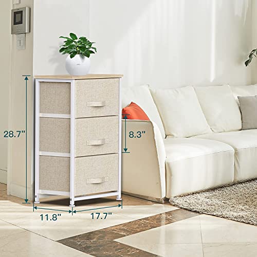 Pipishell 3 Drawer Fabric Dresser Storage Tower, Dresser Chest with