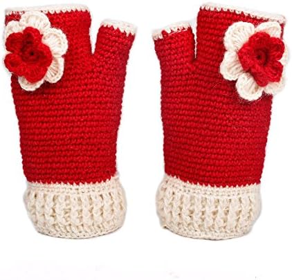 COOL WOOL Winter Fingerless Gloves Hand Warmer for Women - 100% Hand Knit &amp; Crochet