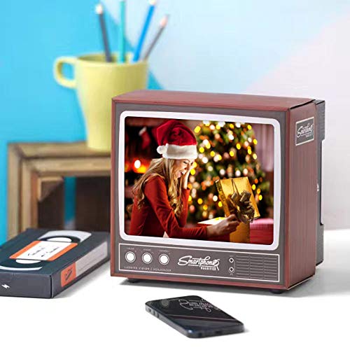 Choosebuy Phone Screen Magnifier, Retro Mini Television DIY Bracket 3D HD Video Phone Screen Magnifier Stereoscopic Amplifying Desktop (A) - Thumbnail 3